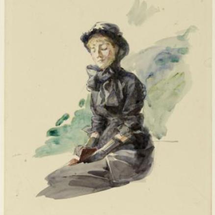 Marie Bracquemond femme en deuil aquarelle Paris musées entre 1871 1880 ou après au vu du chapeau